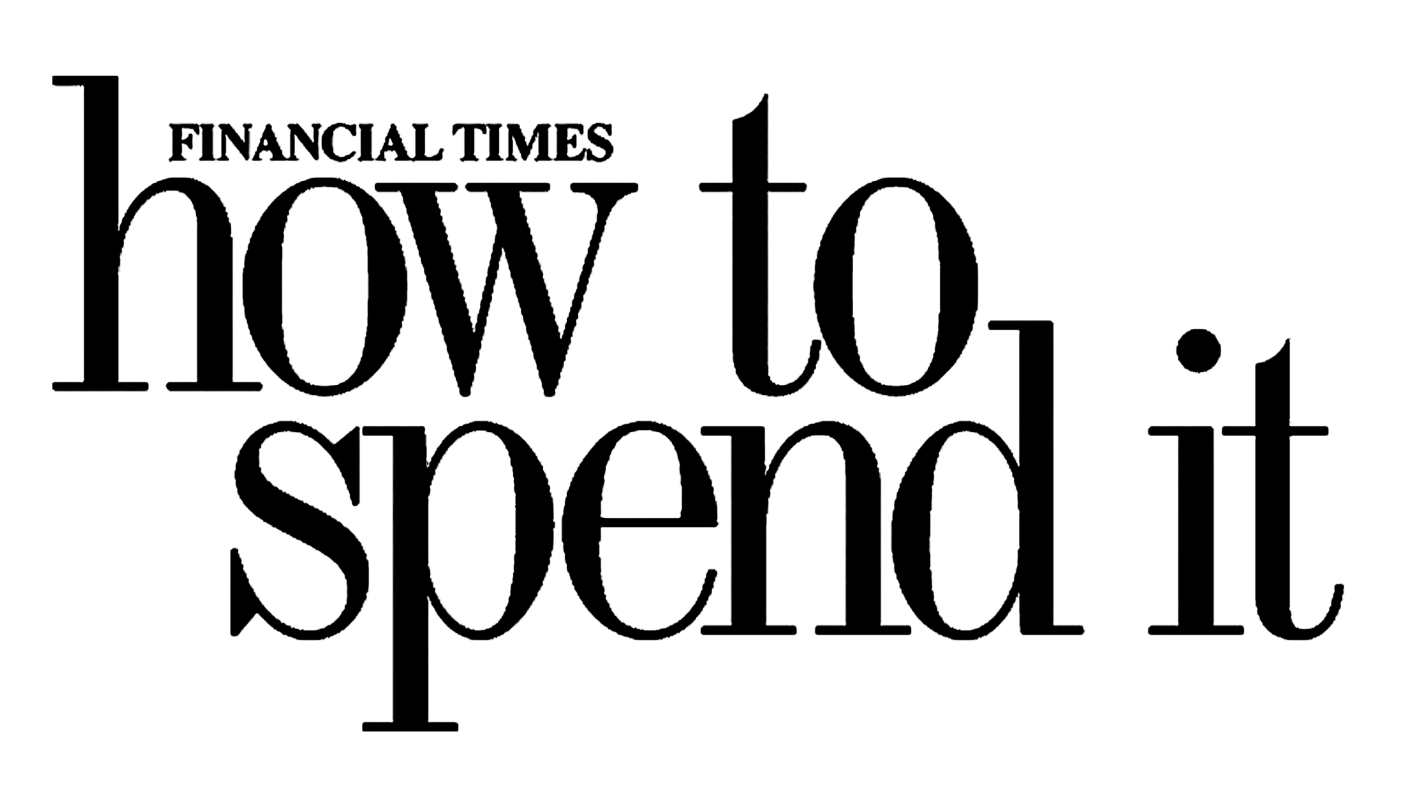 Logos from the FT How To Spend It brand displayed in a simple black design.
